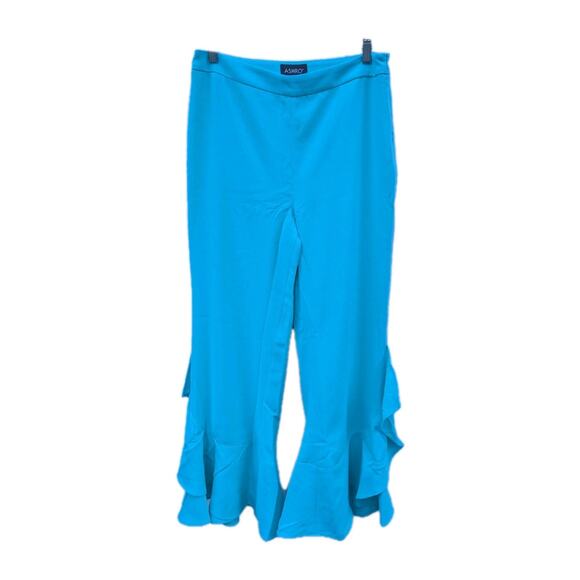 Ashro Womens Reneta Turquoise Pant Suit Ruffle Hem Flare Sleeve Sz 10/12 - Picture 5 of 7